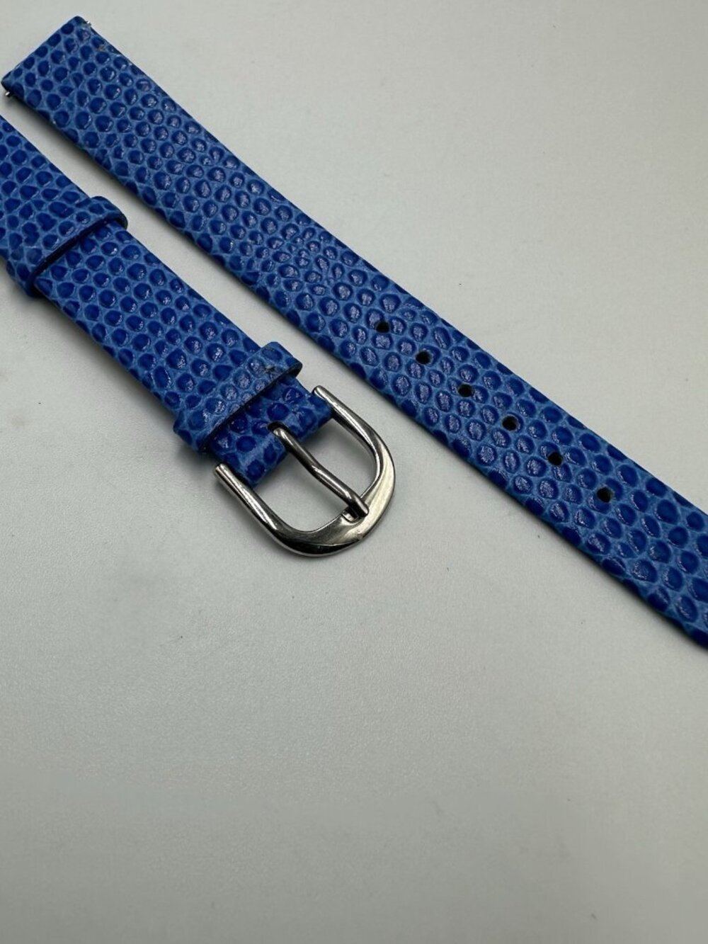 Croton Blue Watch Band Replacement 14MM Embossed Leather Silver Buckle